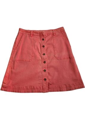 Anthropologie Pilcro Coral Button Front A-Line Skirt Size 6 Cotton Blend